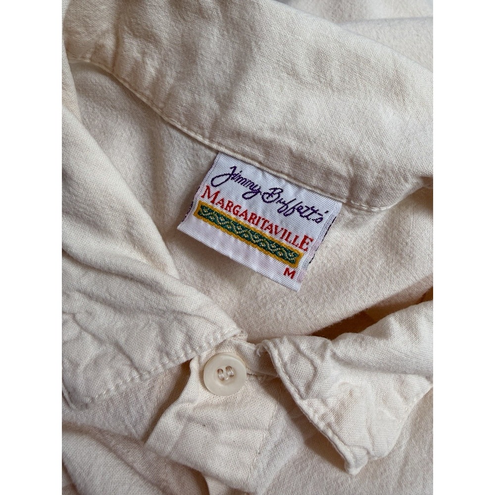 Vintage Jimmy Buffet Margaritaville Shirt Mens Medium Cream Button Front 1995 - Picture 4 of 7
